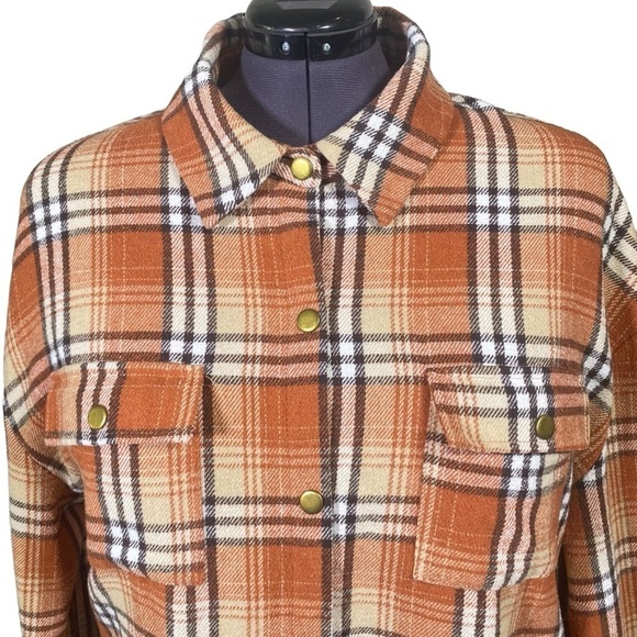 Ninexis women’s 2X Full Size Plaid Collared Neck Button-Down Jacket Terracotta - Picture 4 of 9